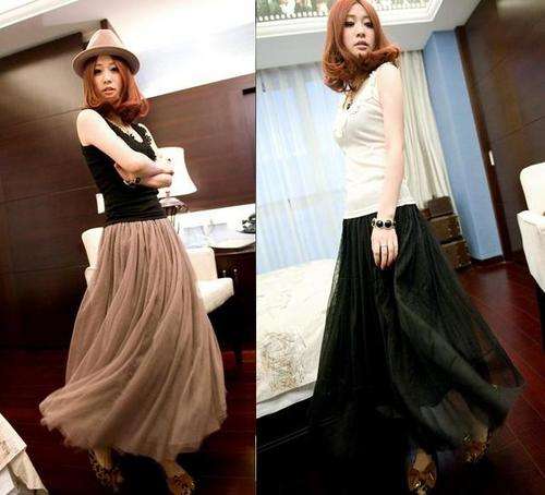 Black Double Mesh Skirt Size:30-34 (also available in khaki)